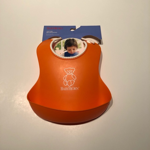 BABYBJÖRN Soft Bib – Orange | BPA Free |  4 Months - Picture 1 of 4